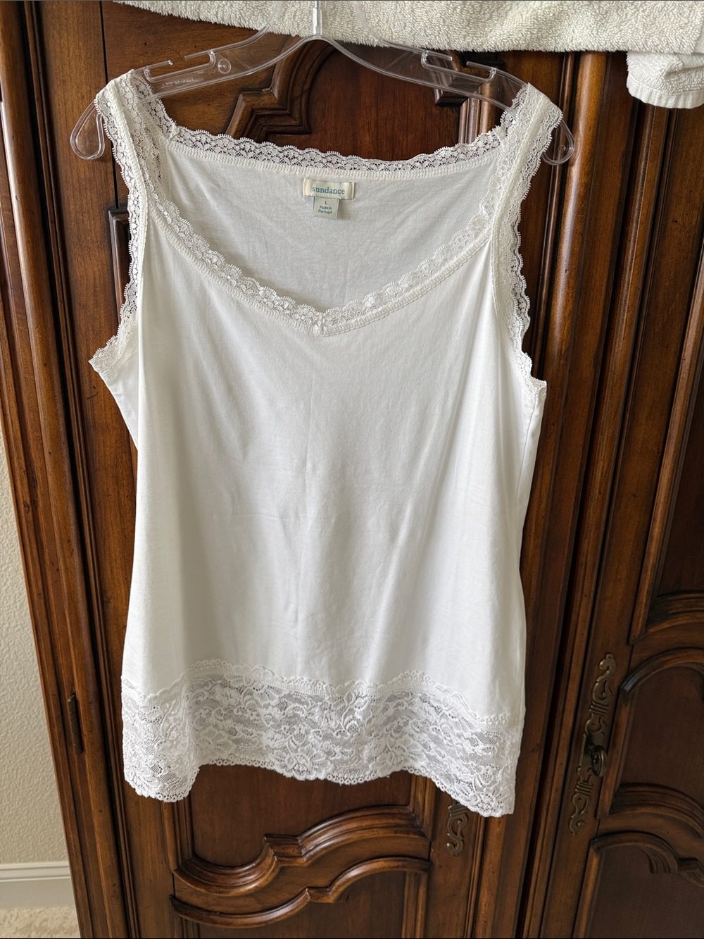 Sundance Cream Lace-Trim Camisole Size Large Made in Portugal